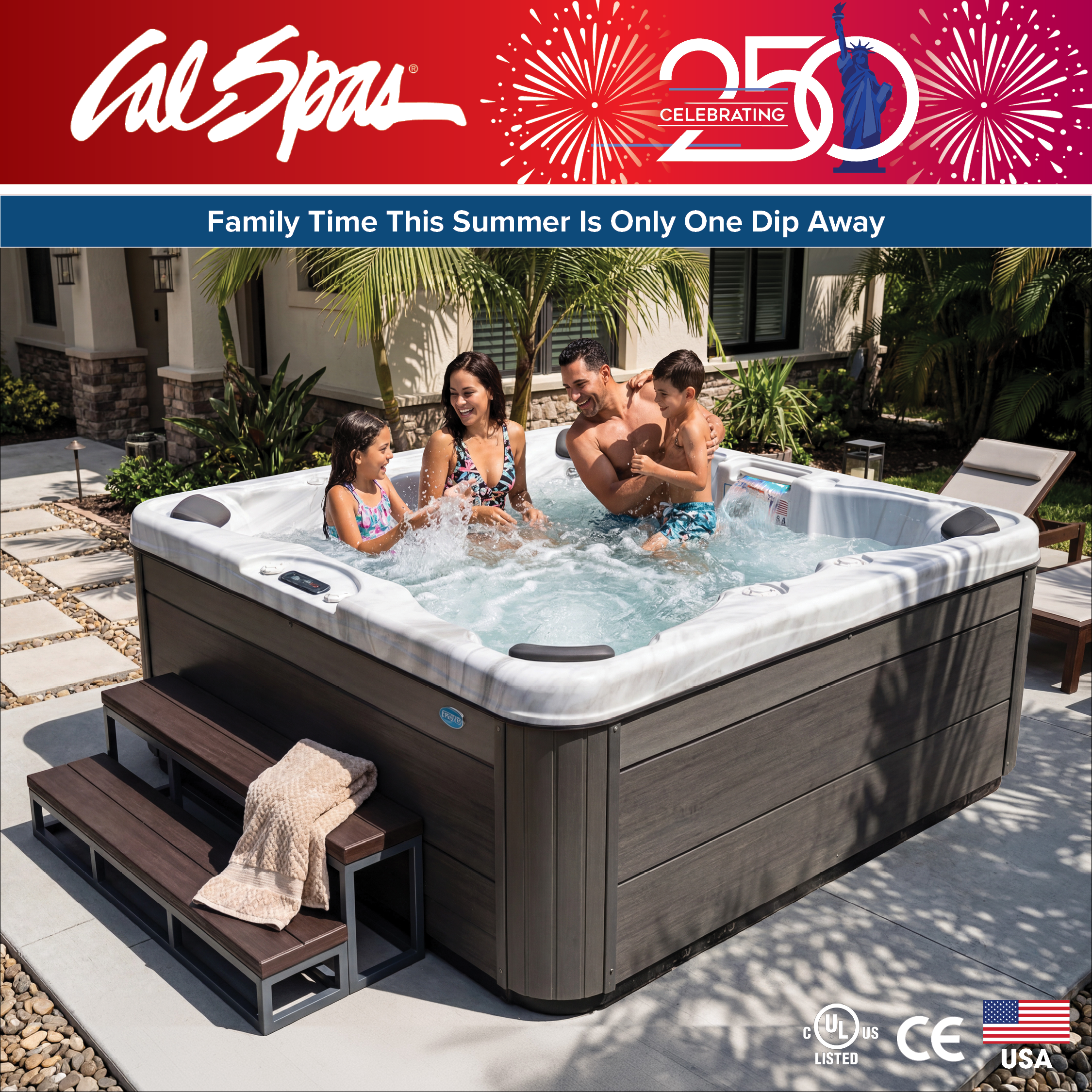 Calspas hot tub being used in a family setting - Finland